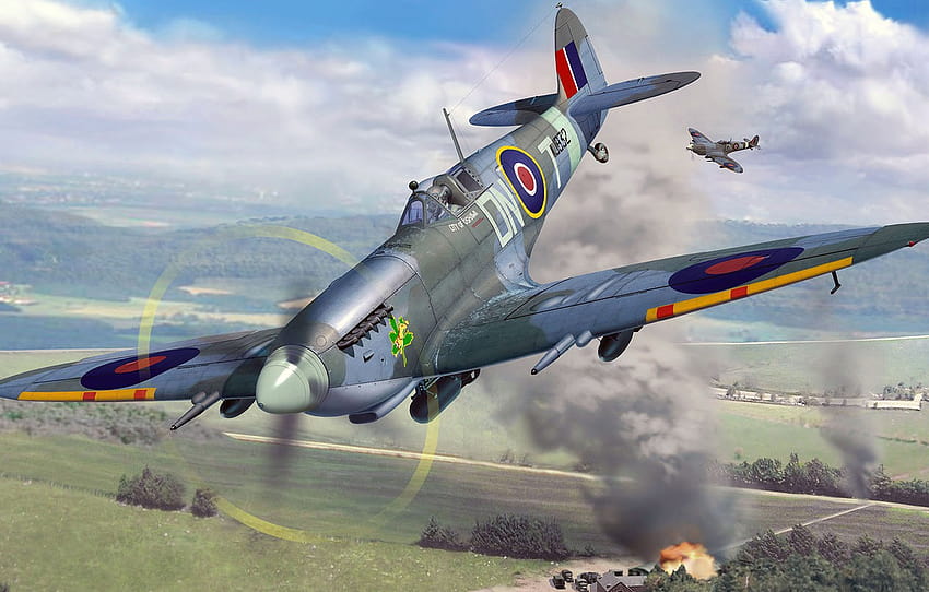 RAF, Supermarine Spitfire Mk.IXc, pejuang Inggris pada perang dunia II , bagian авиация, chicago spitfire Wallpaper HD