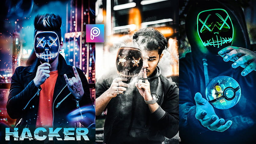 3D Hacker Neon Mask Editing Png, Backgrounds Stock for Picsart & hop [ FULL Background] 高画質の壁紙