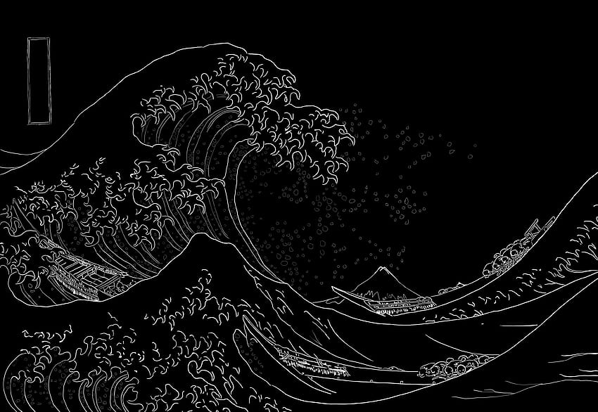 pinturas japonesas olas barcos kanagawa gran ola hokusai inspirado [4335x2990] para su, móvil y tableta, ola japonesa fondo de pantalla