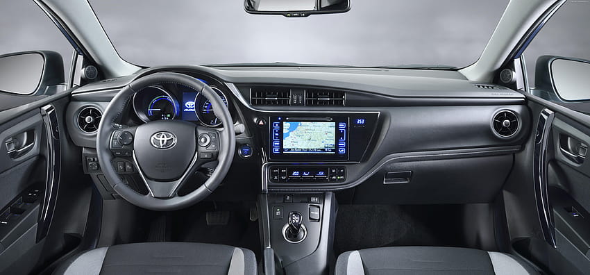 Toyota auris, хечбек, хибрид, син, интериор., Автомобили HD тапет