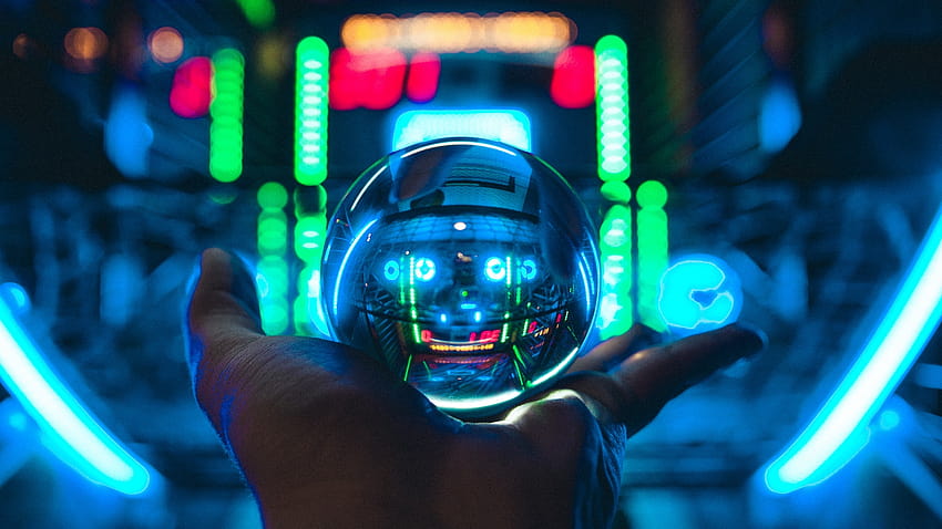 Ball, Glass, Hand, Neon, Transparent, neon water transparent HD wallpaper