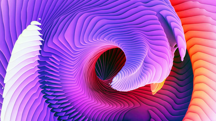 espiral 3D, linhas coloridas ondas espirais papel de parede HD