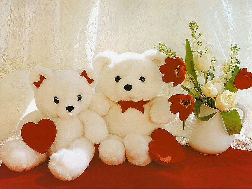 Beautiful Flower For You: Teddy Bear with Flowers, i love u teddy aa HD wallpaper