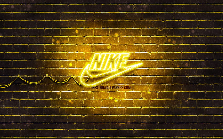 Emulación engañar cartel Nike yellow logo, yellow brickwall, Nike logo, sports brands, Nike neon logo,  Nike with resolution 3840x2400. High Quality HD wallpaper | Pxfuel