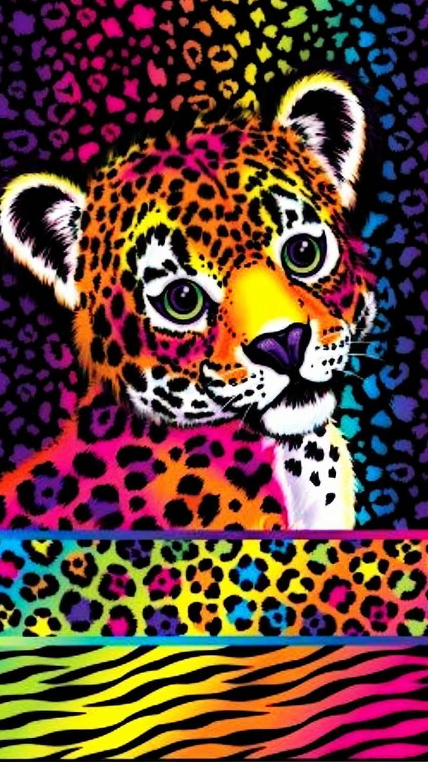Leopardo del arco iris de Glendalizz69, teléfono lisa frank fondo de pantalla del teléfono