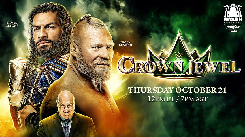 La WWE conferma che Brock Lesnar vs Roman Reigns sarà l'headliner dell'evento Crown Jewel dell'Arabia Saudita e annuncia il nuovo tour di novembre nel Regno Unito Sfondo HD