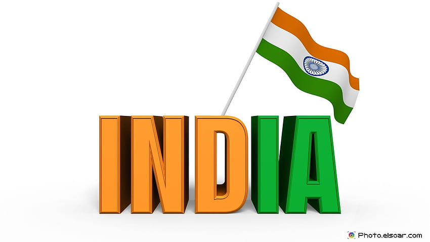 Индия 3D текст със стилния индийски флаг • Elsoar, индийско национално знаме 3d HD тапет