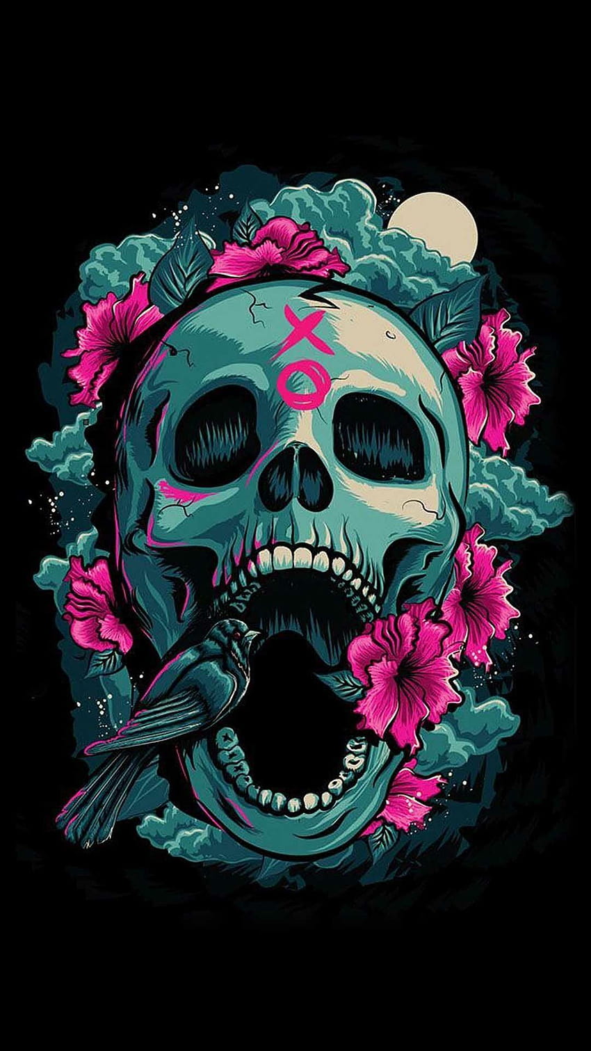 Skull bright colorful cute dayofthedead flowers peace sugar skull  sugarskull HD phone wallpaper  Peakpx