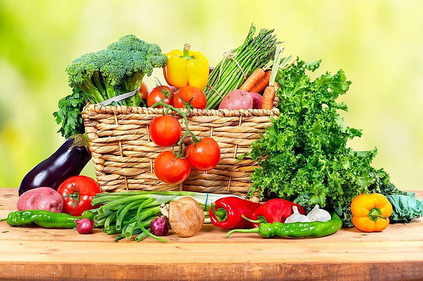 Tomatoes Wicker basket Food Pepper Vegetables, whole foods HD wallpaper