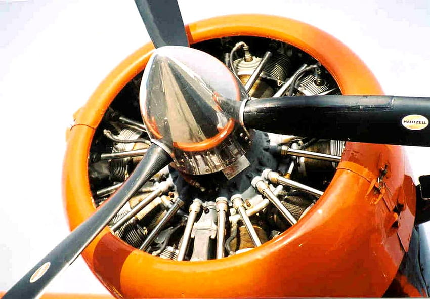 오래된 항공기 프로펠러 엔진 클로즈업, 비행기 엔진 HD 월페이퍼