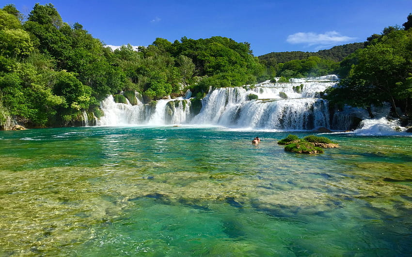Plitvice Lakes Stepped Waterfalls On The River Krka National Park, waterfall krka national park croatia HD wallpaper