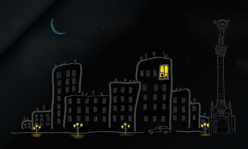 Cartoon City, Nachtkarikatur HD-Hintergrundbild