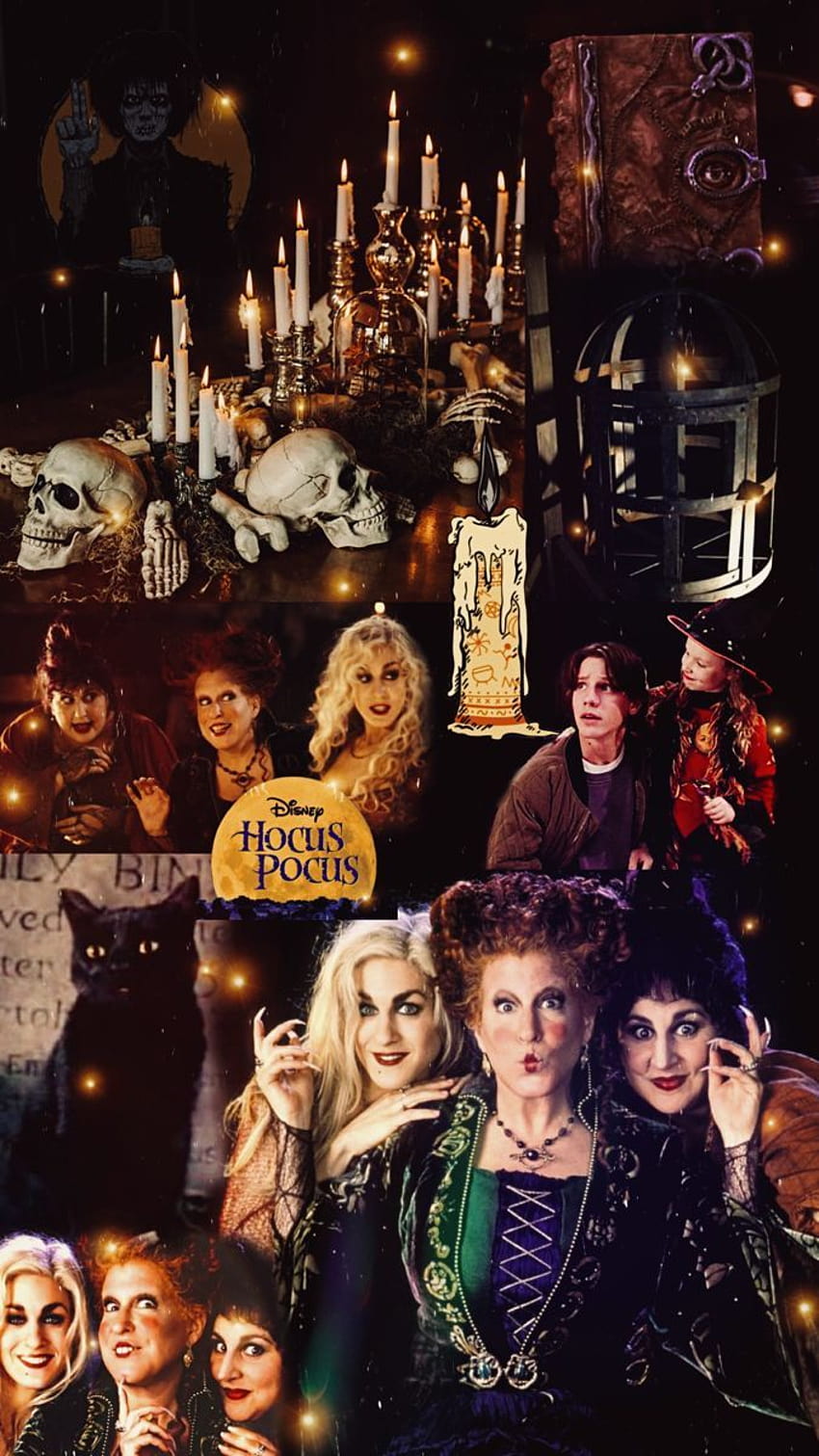 Hocus pocus collage backgrounds, aesthetic college disney movies HD phone wallpaper