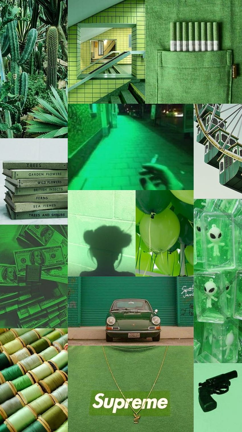 light green collage HD phone wallpaper