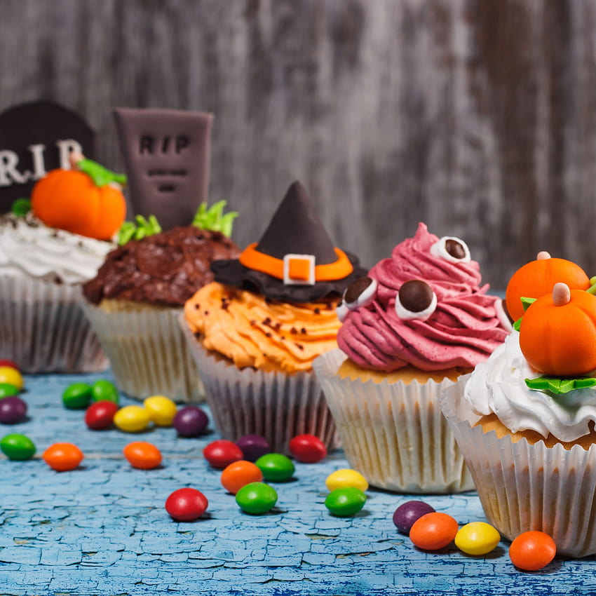 2932x2932 halloween, cake, cupcakes, dessert, ipad pro retina, 2932x2932 , background, 641, halloween cupcake HD phone wallpaper