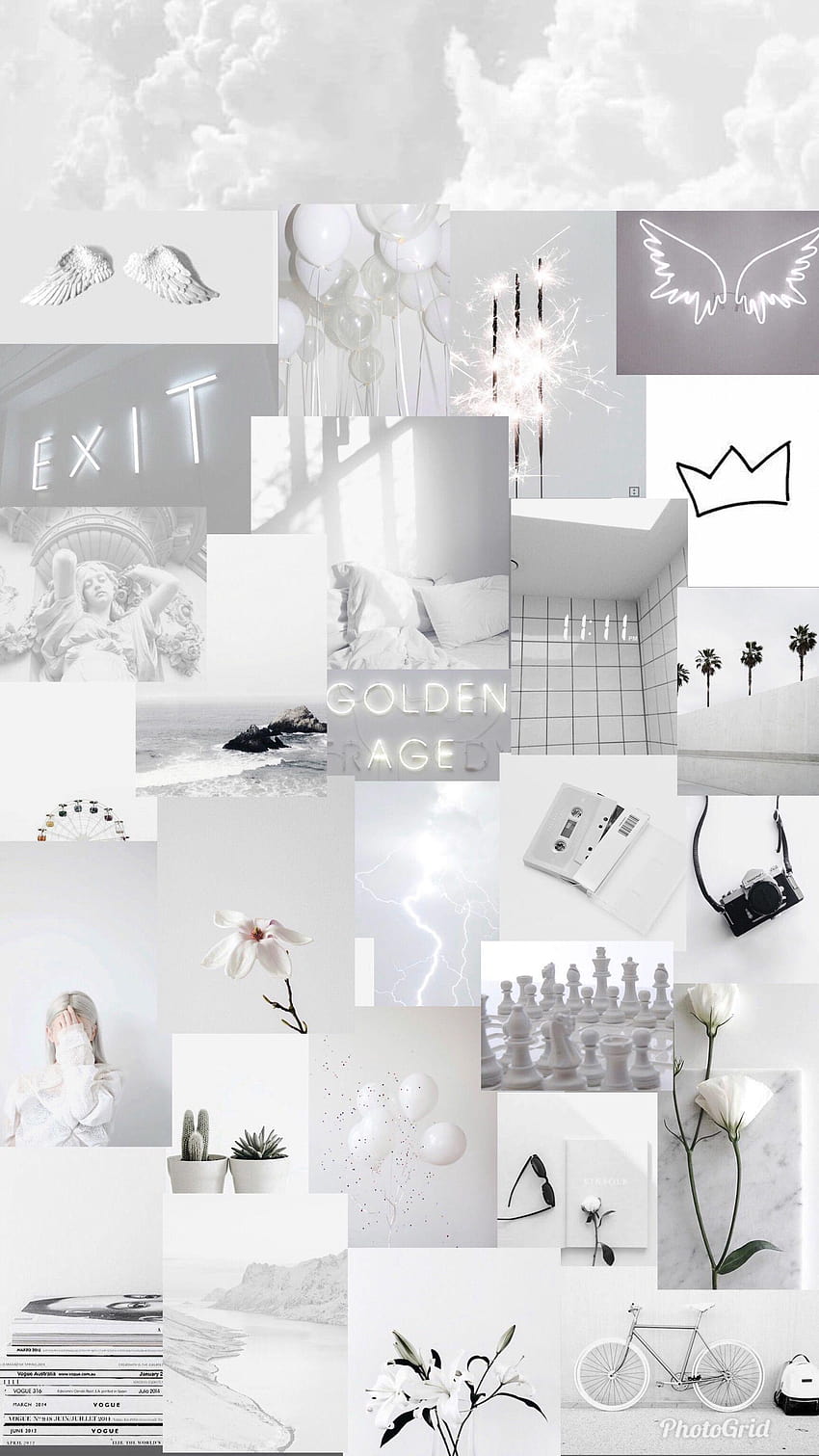 Download Glowing Collage White Aesthetic Iphone Wallpaper  Wallpaperscom
