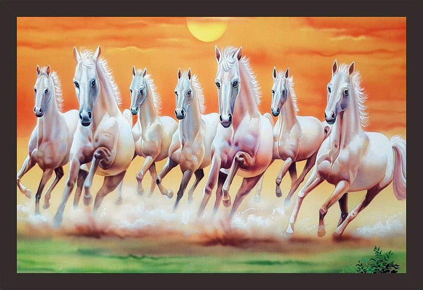 Mad Masters 7 Running Horses UV Textured Print Vastu Painting, running  seven horses HD wallpaper | Pxfuel