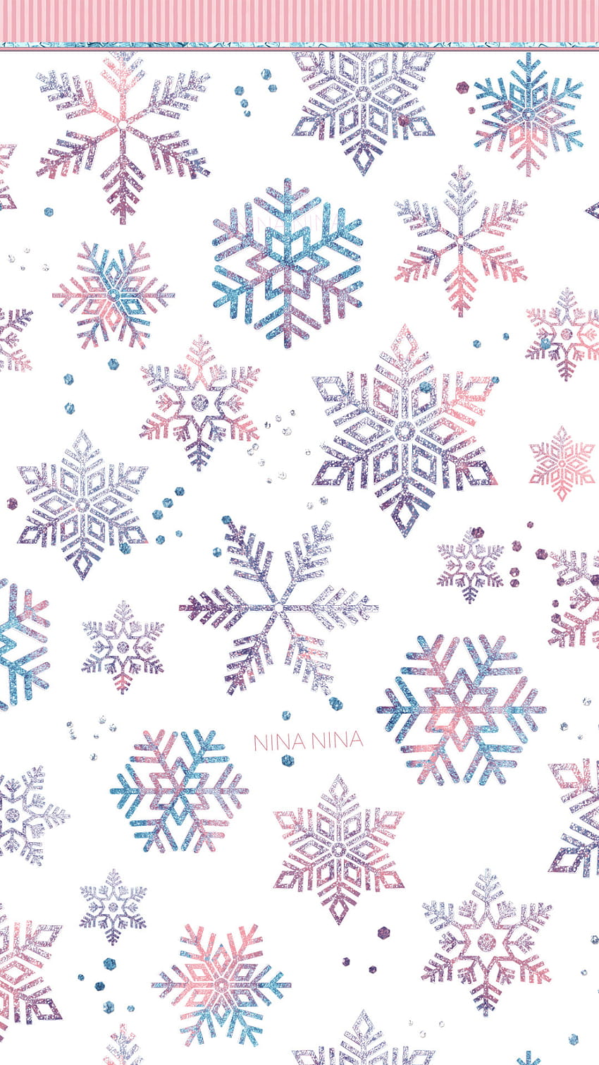 水彩雪片デジタル ペーパー、赤面と青のシームレスなパターン、キラキラ雪冬、氷の結晶の生地、スクラップ ブック プランナー、輝き、審美的な冬のパターン HD電話の壁紙