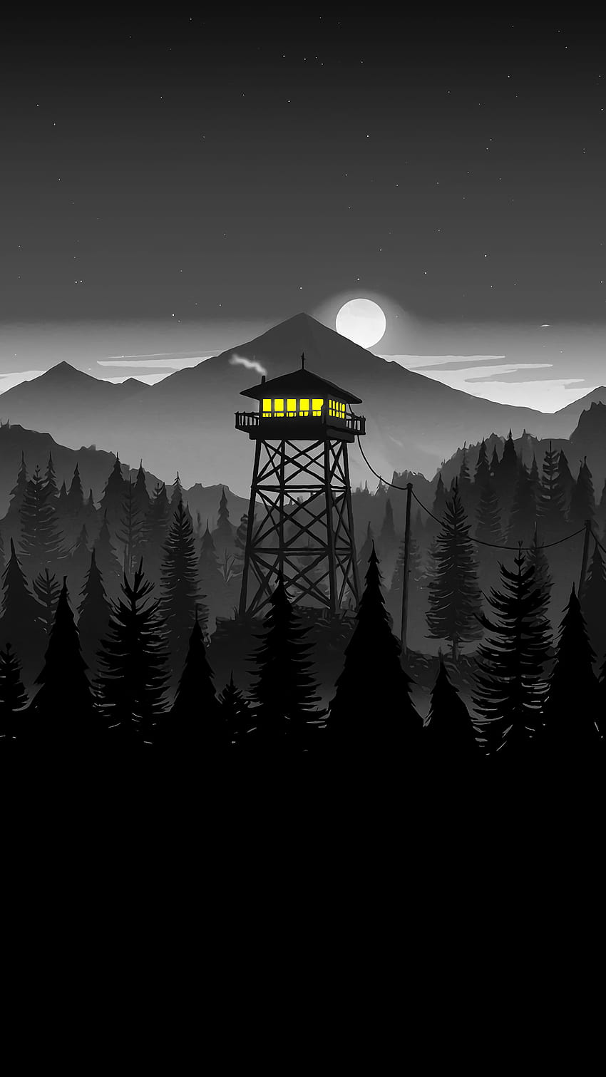Firewatch Tower, black and white fire watch tower HD phone wallpaper