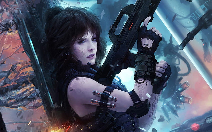 Soldiers in the game Shadowrun Returns, cyberpunk HD wallpaper