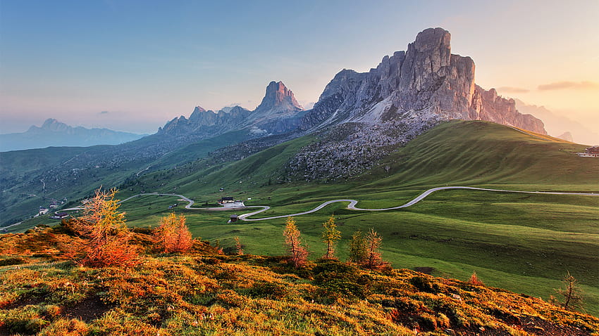 Nature and mountains landscape in Alps, Passo Giau, Dolomites, Italy, the dolomites italy HD wallpaper