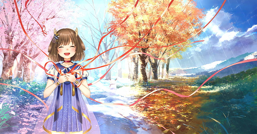 Verano, invierno, primavera, cuatro estaciones, linda chica anime, paisaje  anime, otoño, linda chica anime invierno fondo de pantalla | Pxfuel