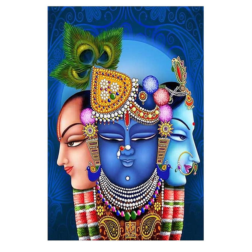 Shrinathji, Canvas, Vinyl, Art Print, Hindu God, Indian, Ethnic, Vintage, Religious, Spiritual, Poster, Wall Art, Painting, Pichwai, Natwara Paintings JDAPR HD phone wallpaper