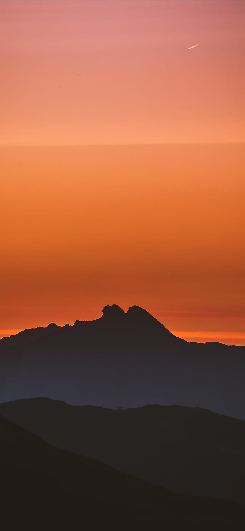silhouette of mountain during golden hour HD phone wallpaper