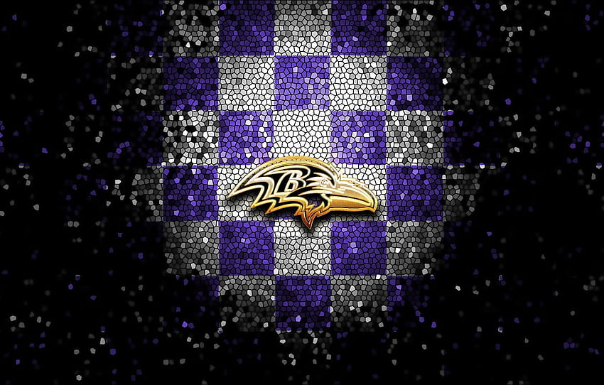 sport, logo, NFL, paillettes, à carreaux, Baltimore Ravens, section спорт, corbeaux nfl Fond d'écran HD