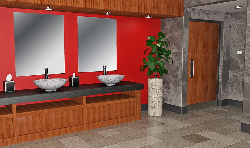 INT. RED PUBLIC BATHROOM 1, anime bathroom HD wallpaper