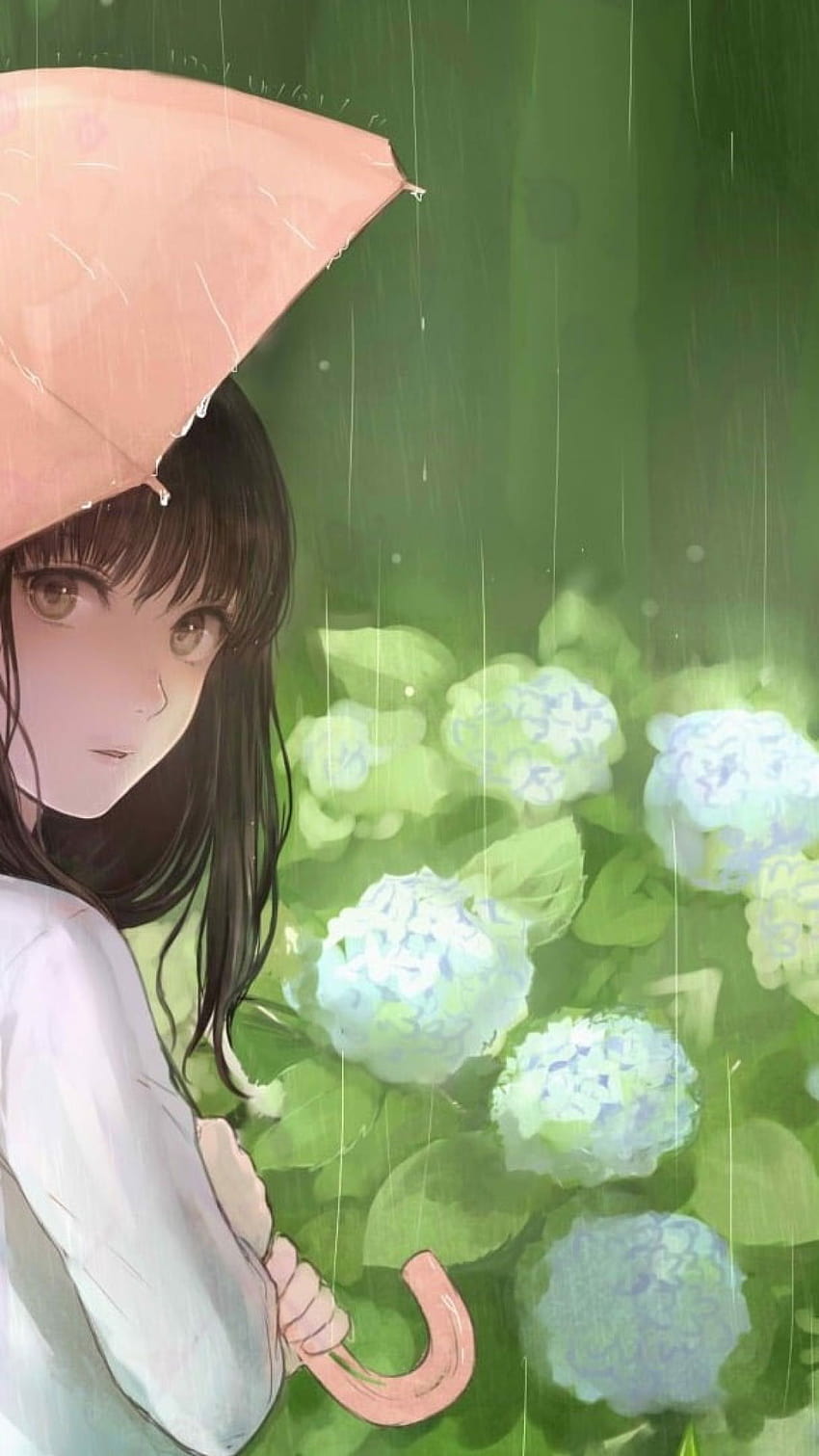 Çiçekler, Yeşil, Anime Kız, Yağmurlu Bir Gün, Anime Sanatı • Sizin İçin ve Mobil İçin, anime yeşil estetiği HD telefon duvar kağıdı