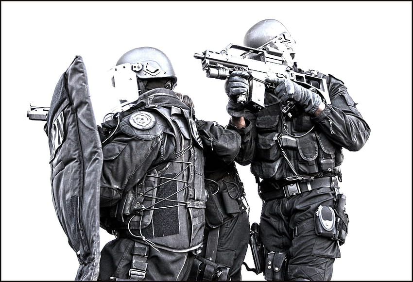 4 Equipo SWAT de la policía, oficiales SWAT fondo de pantalla