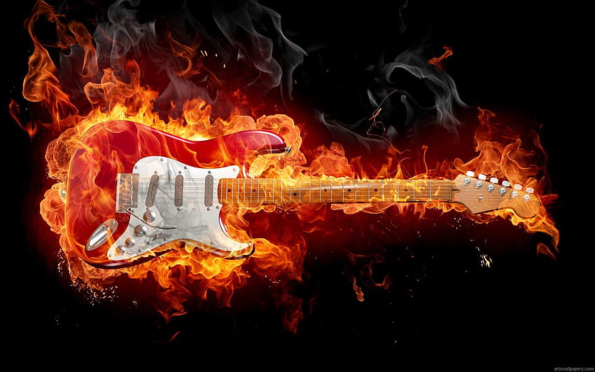 Guitar Fire By Jenee HD wallpaper