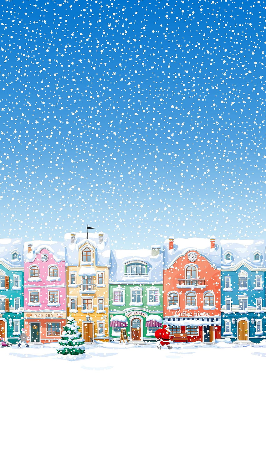 Winter Village ☆ Find more Seasonal for your +, retro town HD phone wallpaper