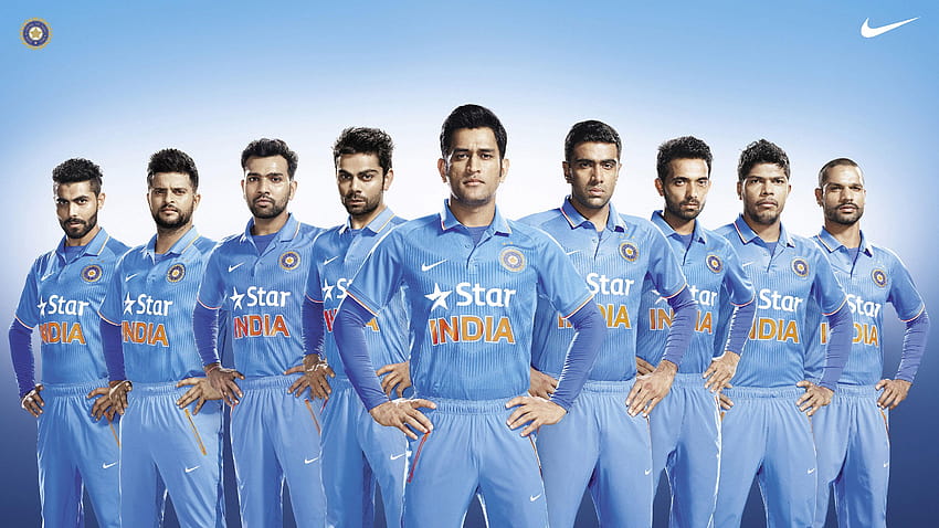 Indian Cricket Team mit Original Team Kit von Nike, indische Cricket-Nationalmannschaft HD-Hintergrundbild