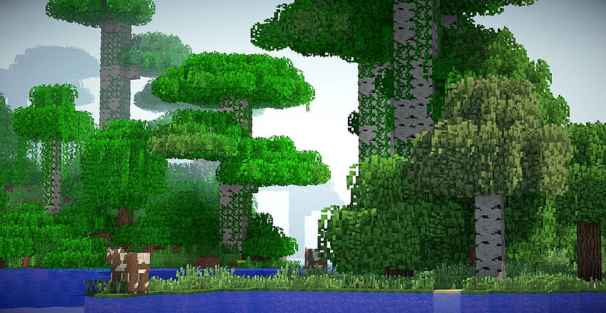 Vacas pastando en la jungla [ ] : Minecraft, vaca minecraft fondo de pantalla
