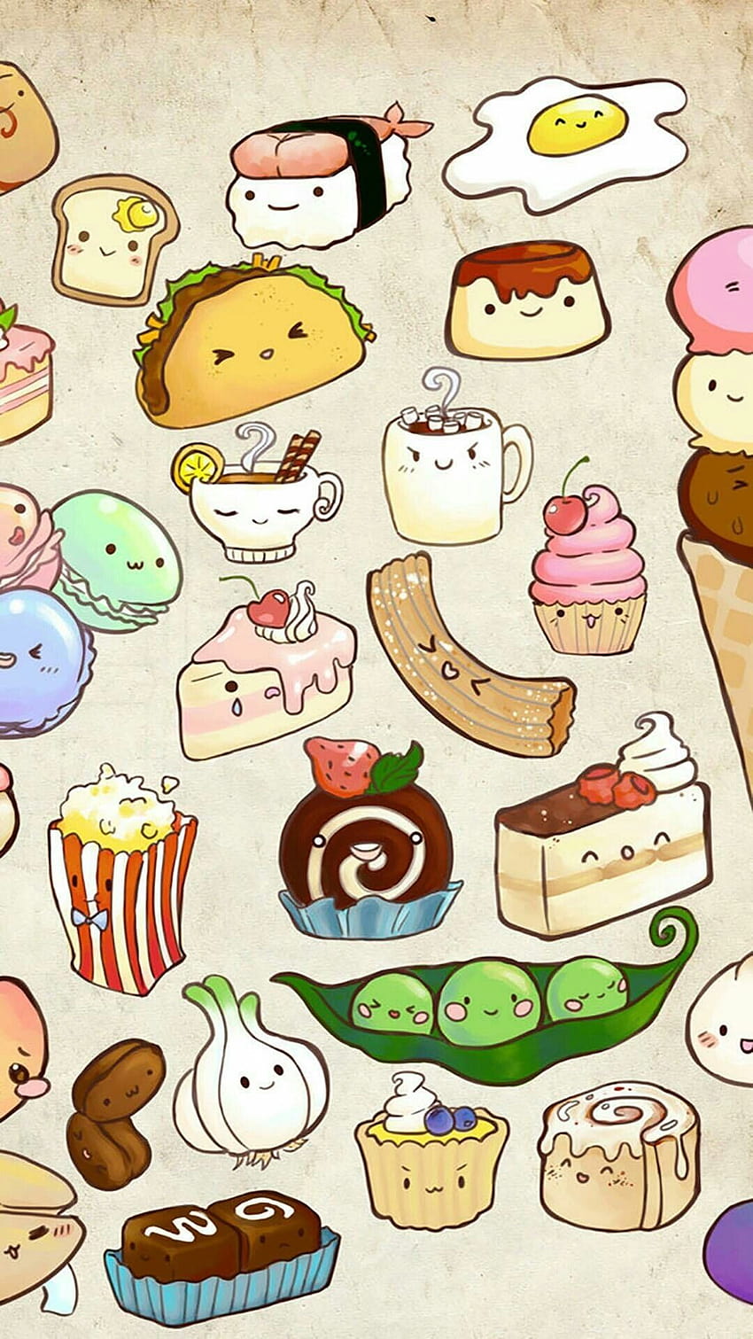 Desenhos fofos de comida da Bff Kawaii Papel de parede de celular