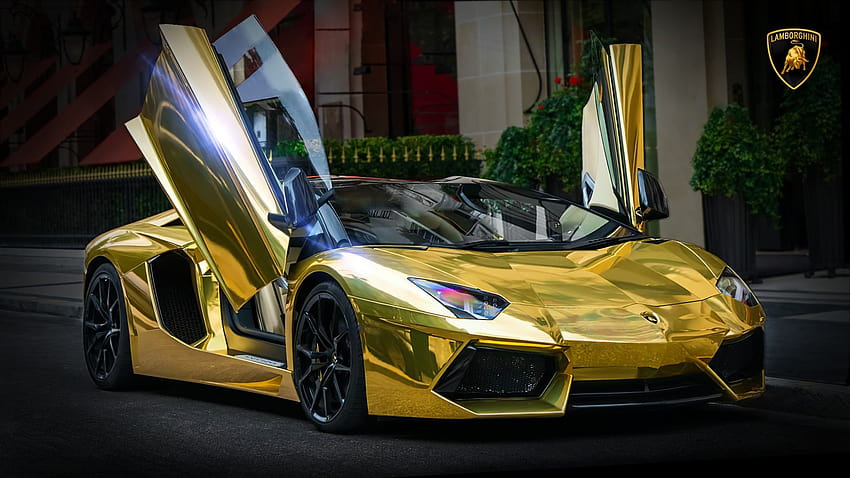 Златно Lamborghini Ferrari, златно ферари HD тапет