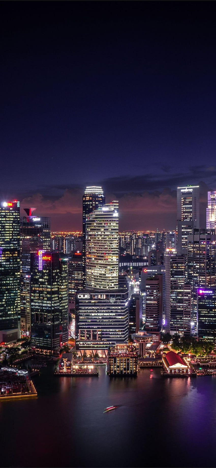 Paesaggio urbano notturno Singapore iPhone, skyline di Londra iphone 13 Sfondo del telefono HD