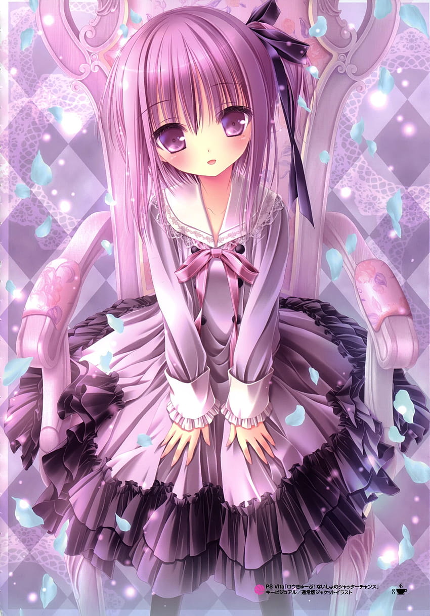 Female anime in purple dress illustration, anime ps vita HD phone wallpaper