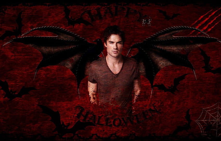 wings, vampire, bat, the series, the vampire diaries, halloween, Halloween, Damon Salvatore , section фильмы HD wallpaper