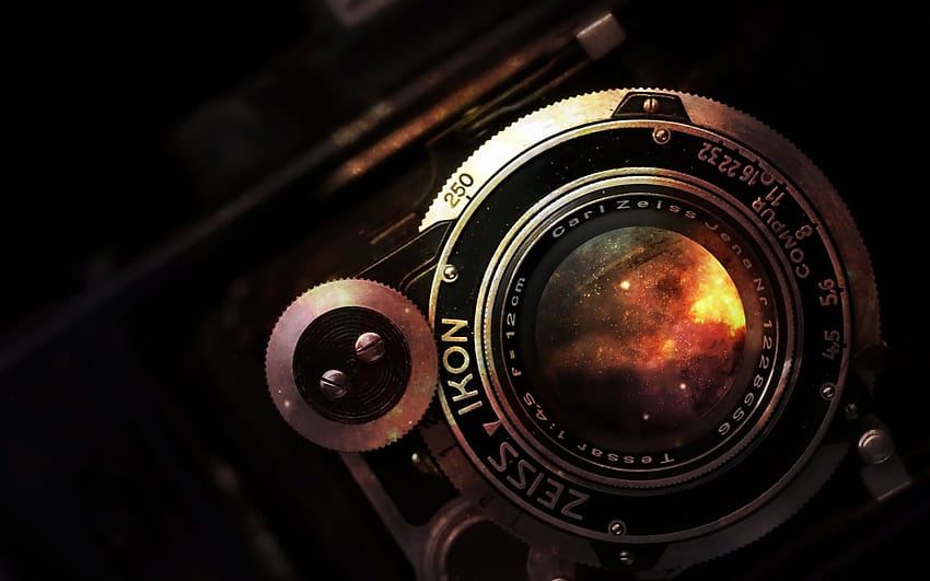 Space In Vintage Kamera Lensi MacBook Air, film kamerası HD duvar kağıdı