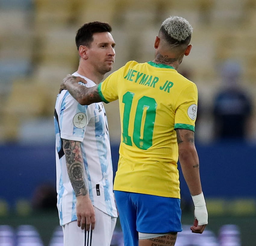 WATCH: Lionel Messi Consoles Former FC Barcelona Teammate Neymar Jr After Winning Copa America 2021, messi and neymar 2021 HD wallpaper
