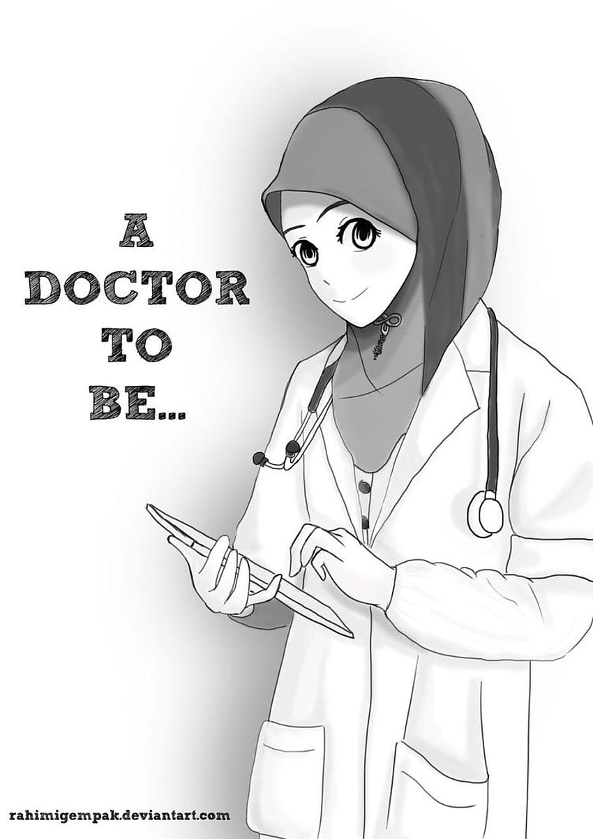 Przypnij, estetyczna kreskówka dziewczyna lekarz Tapeta na telefon HD