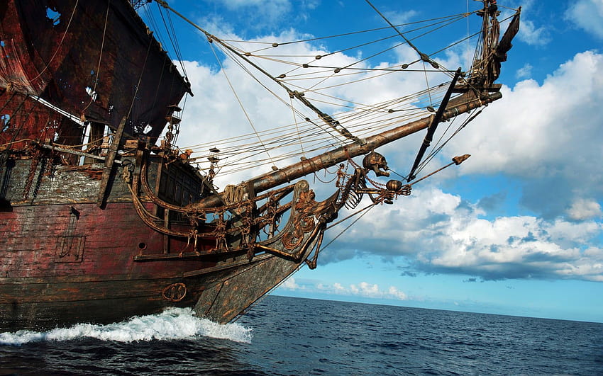 Braunes Piratenschiff, Schiff, Piraten, Skelett, Segelschiff, beste Piraterie dunkel HD-Hintergrundbild