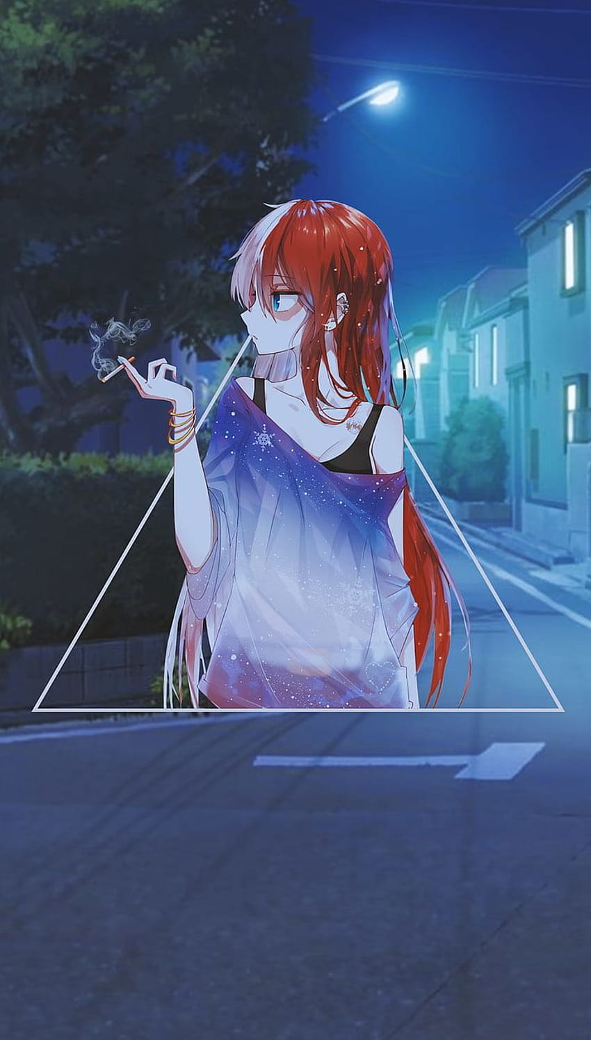 Anime, Anime Girls, In , Smoking, Night, cigarette anime HD phone wallpaper