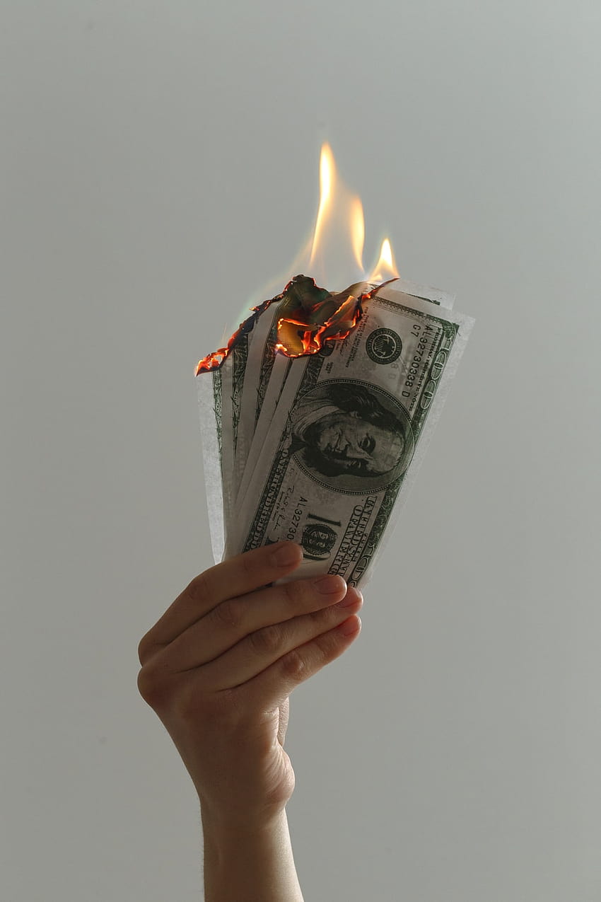 Burning Money, black money HD phone wallpaper