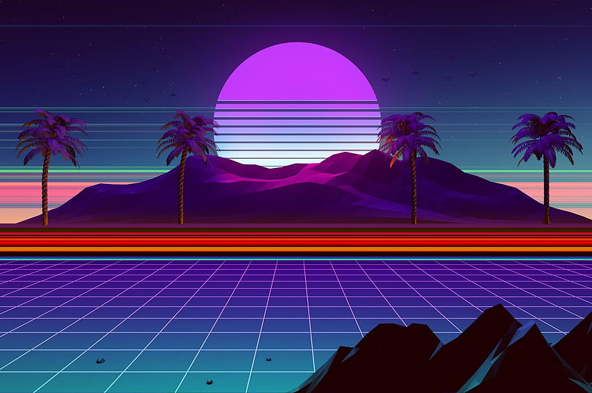 2560x1700 Palm Trees Neon Sun Rays 80s Chromebook Pixel , Backgrounds, and, neon pixel HD wallpaper