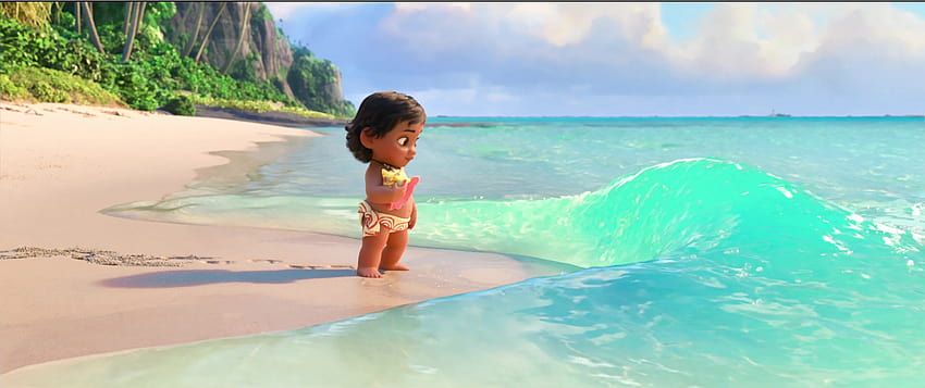 Moana as a young toddler meets the ocean, moana ocean HD wallpaper ...