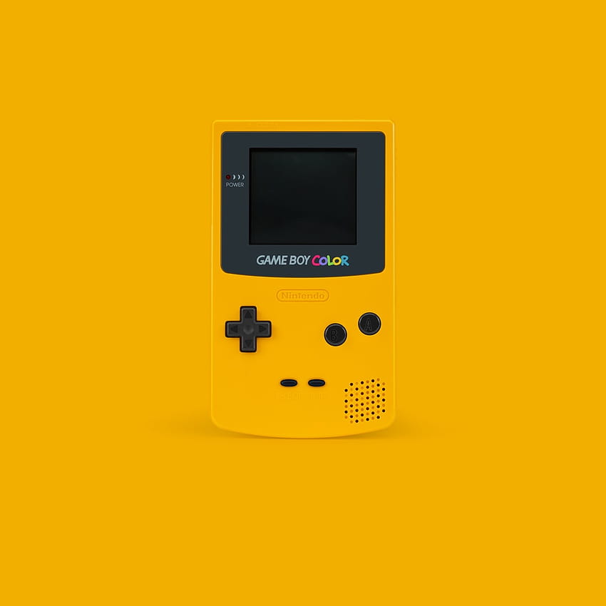 Nintendo Game Boy Color blanco y negro sobre superficie amarilla – Retro, chico amarillo fondo de pantalla del teléfono